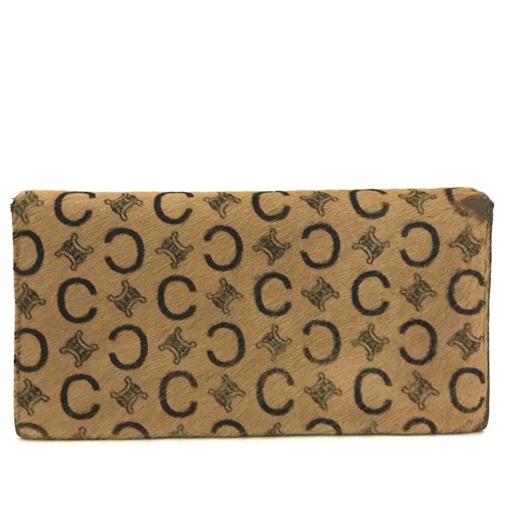 EGA CELINE Macadam C Unborn Calf Leather Long Bifold Wallet Brown/9BM0085 - Picture 4 of 8